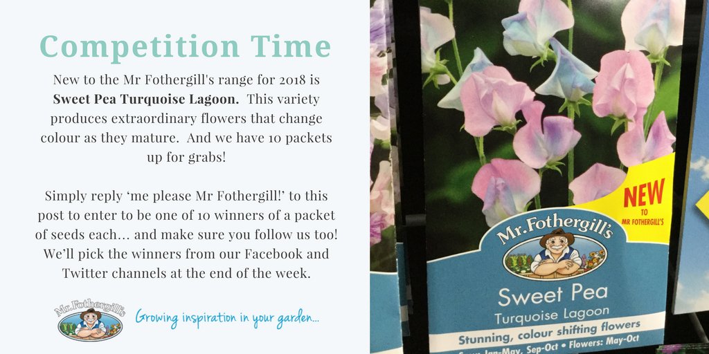 Enter our #giveaway to #win #sweetpeas
10 lucky winners, drawn on Friday!
Pls #RT
#competition #share
mr-fothergills.co.uk