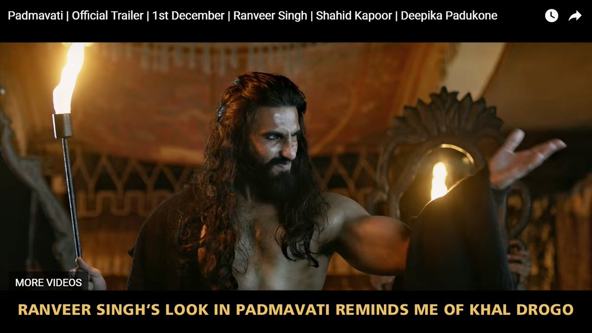 Ranveer Singh in Padmavati
#RanveerSingh #Padmavati #PadmavatiTrailer #SanjayLeelaBhansali #GOT #KhalDrogo