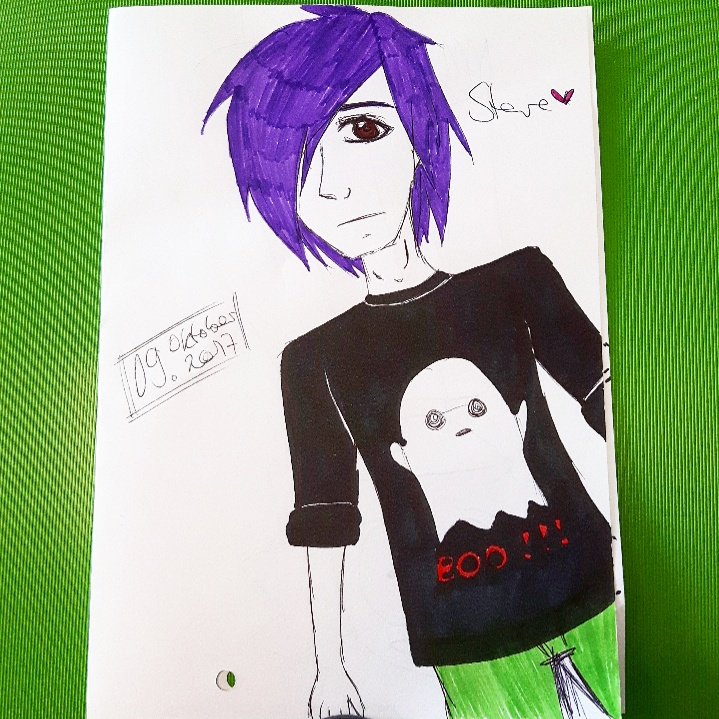 Bokua_Aki_chan's tweet photo. #art #thatsmykindofart #Steve #SteveMontgomery #StephenMontgomery #Stephen #purplehair #violethair #goastshirt #blacl #greenpants https://t.co/Ik1CL8jMd9