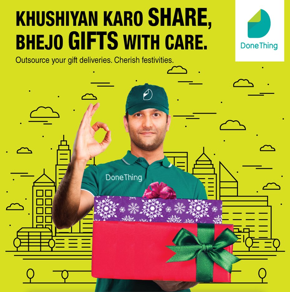 Sending gifts to your loved ones this Diwali?
DoneThing, your personal assistant delivers your gifts with utmost care. 
#PahunchaKya