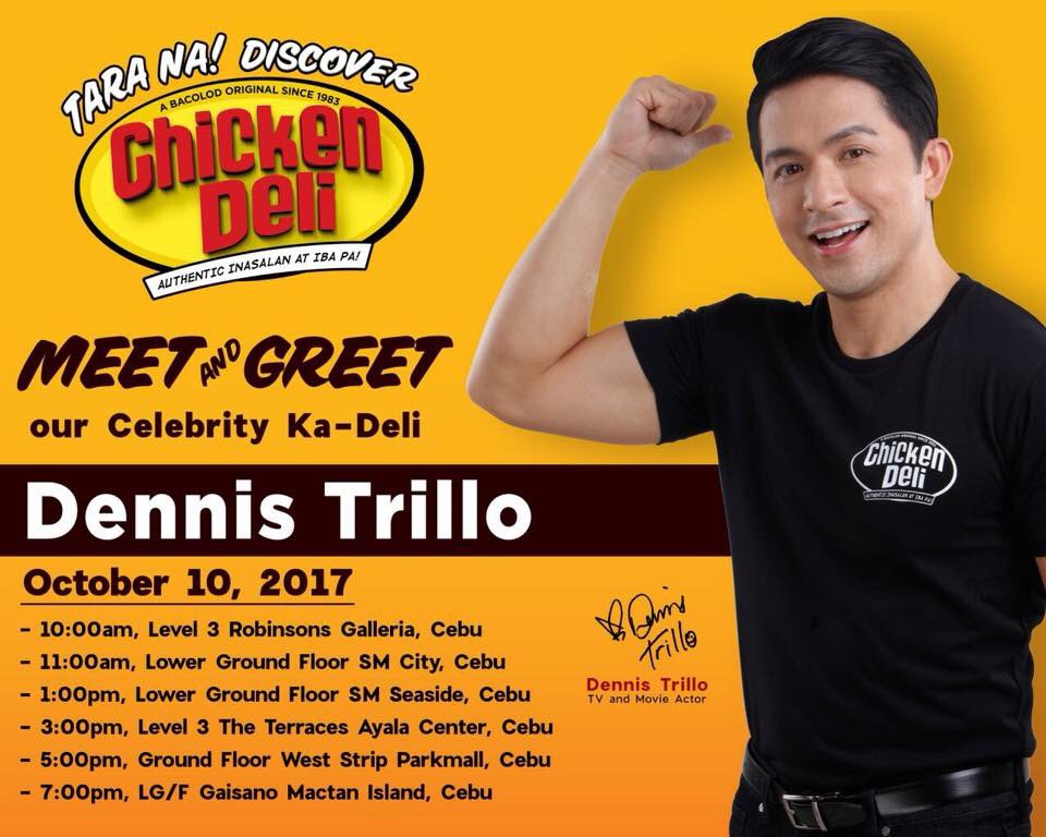 Bhetomtomdenden's tweet photo. Mga Cebuano punta na sa Chicken Deli bukas (Oct 10) to see Dennis Trillo #dennistrillo #chickendeli #cebu https://t.co/qSJBto9cvp
