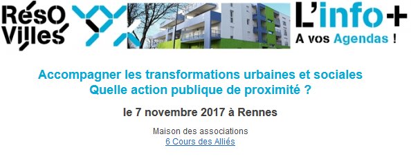 resovilles's tweet photo. [A vos agendas] 
Quelle action publique de proximité ? le 7 novembre 2017 à Rennes https://t.co/F9M8RoeauC
#Polville #GUSP https://t.co/XpXQoAc4OZ