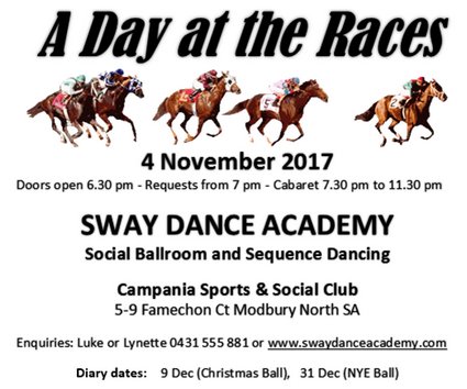SWAYDanceAcad's tweet image. Our next dance is "A Day at the Races" 4 November.