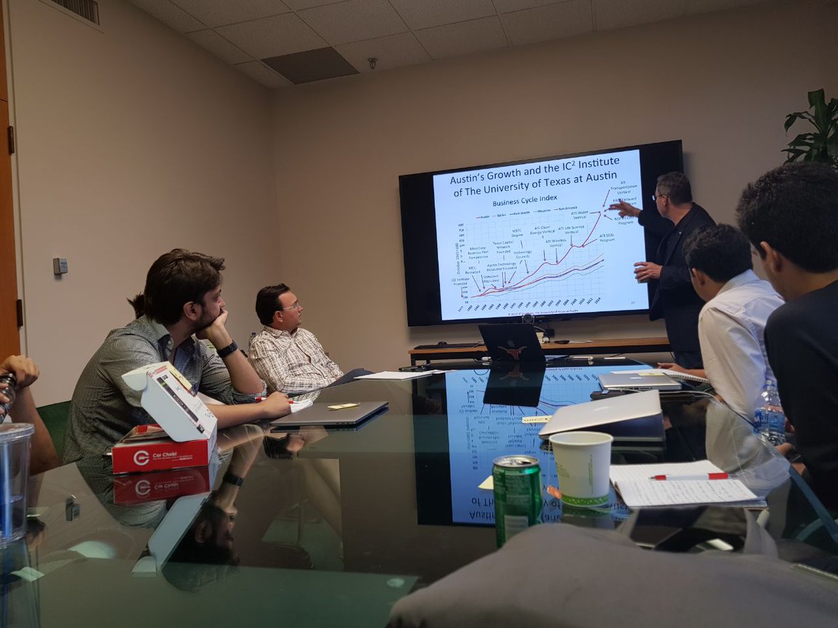 PITBIncubation's tweet photo. Meeting w/ Dr. Greg Pogue @ IC2 Institute. Discussing research on entrepreneurship &amp; application of it. #AtxPak #Cohort4 #Plan9AustinUpdates https://t.co/Il5VDtzavq