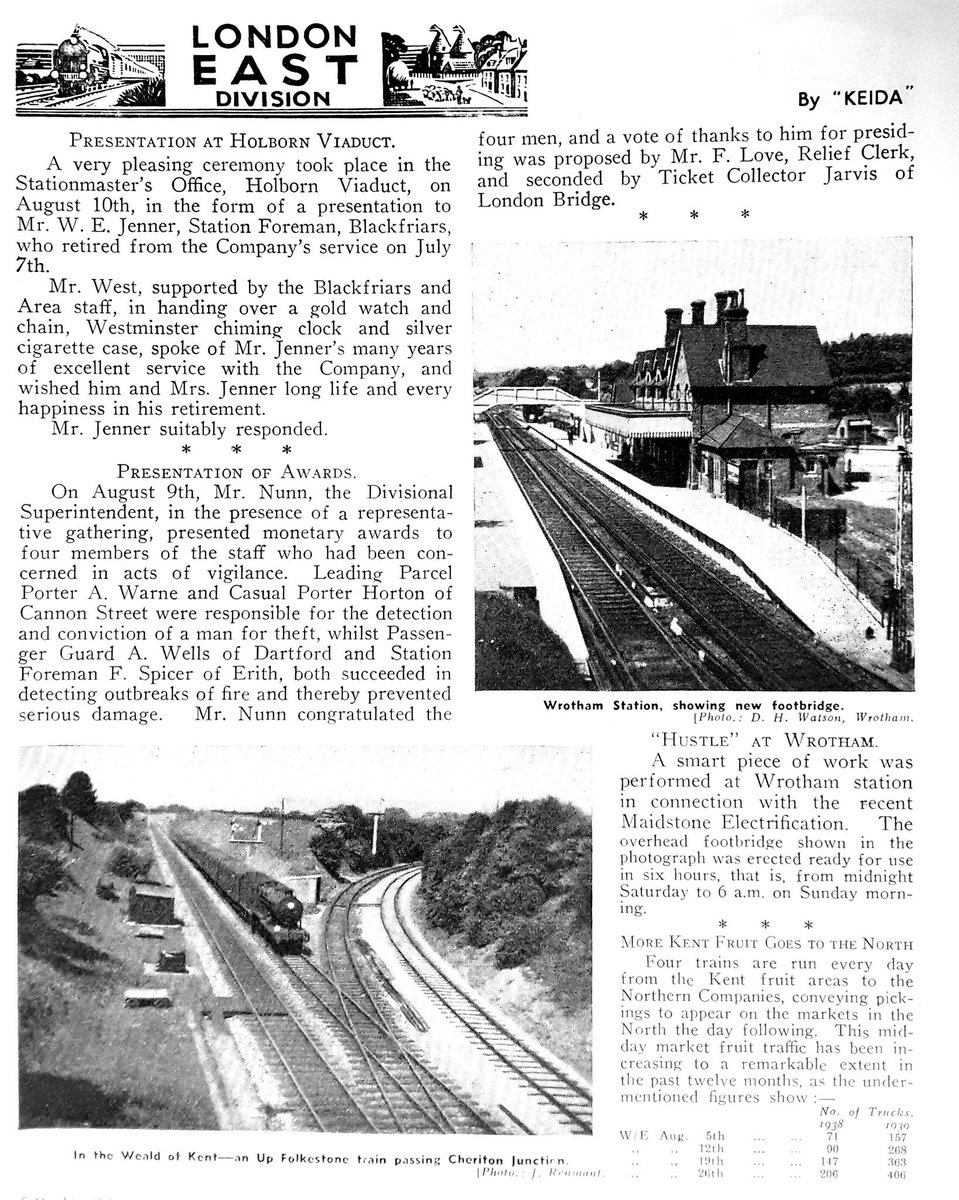 SunnySouthSam's tweet photo. News from London East; 📷 Cheriton Junction, Footbridge erected at Wrotham station in 6 hours &amp; Fruit heading North #SRMagazine Sept 1939 https://t.co/wlwsnHVUPN