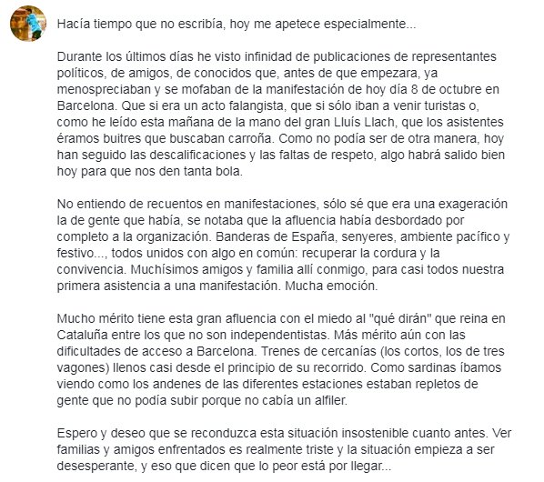 FCaparros5's tweet photo. Comparto aquí también la reflexión que hice ayer en Facebook. Deseando que vuelva ya la convivencia normal entre catalanes, ya está bien... https://t.co/h2bDpwNlcB