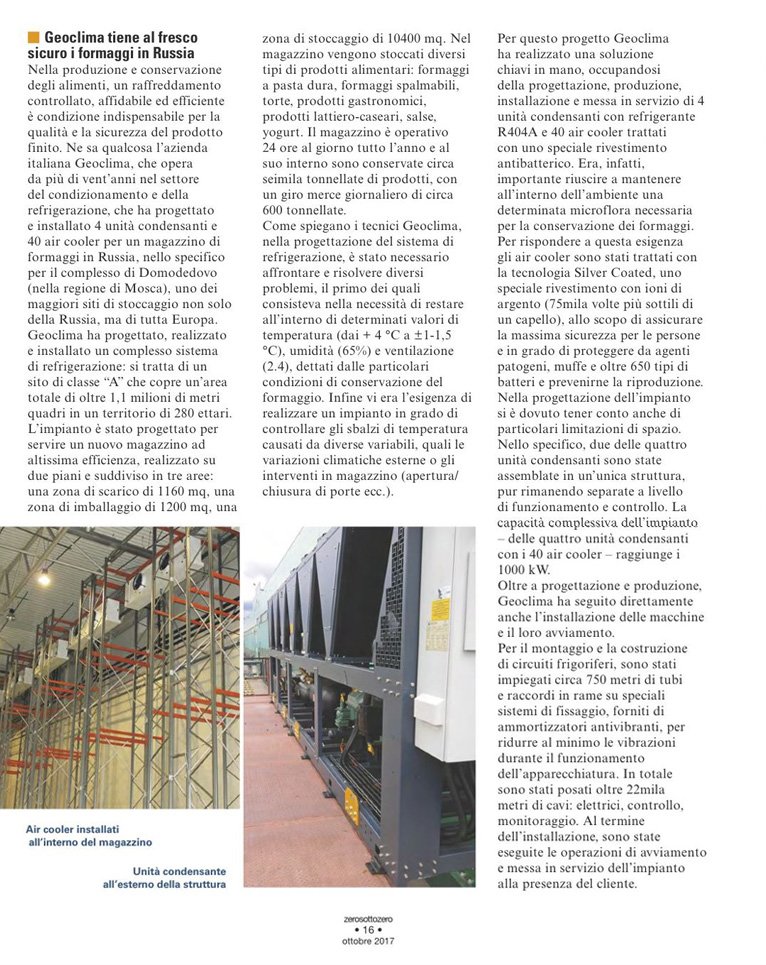 GeoclimaWeb's tweet photo. Su #ZeroSottoZero Geoclima e un complesso impianto di #refrigerazione per la conservazione dei formaggi in Russia https://t.co/M1HynIHqtK