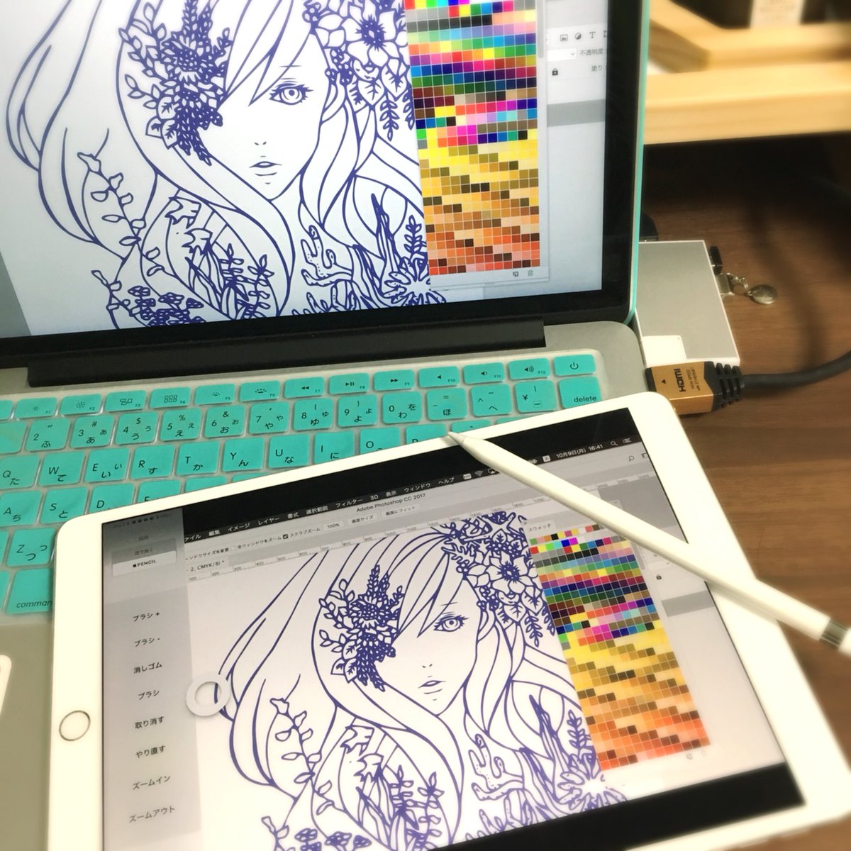 O Xrhsths ナカヤマアズサ Illustrator Designer Sto Twitter Ipad Proをどう使うか色々試し中だけど Photoshopで使いたい私にはastropadが今のところピッタリでした すぐ繋がってmacとの相性もいいし 場所もとらない 色味も変わらないし もう液タブもペンタブ