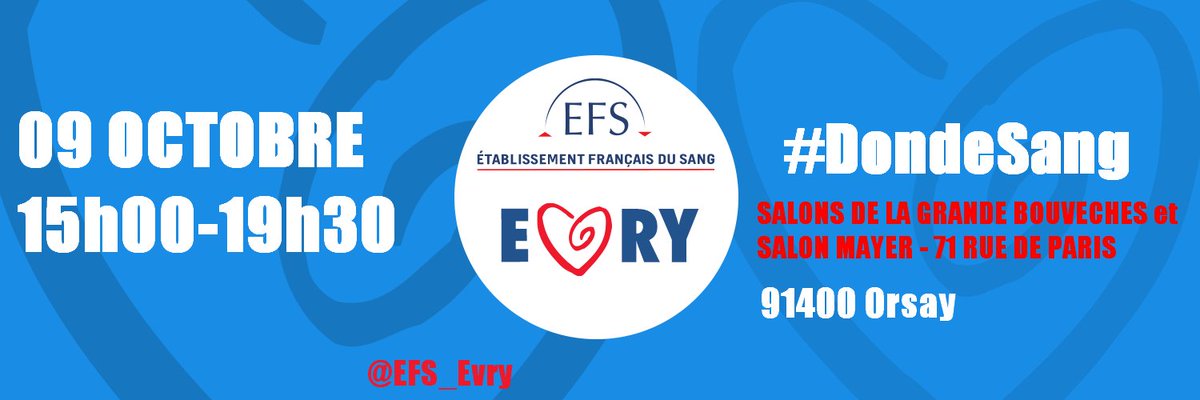 EFS_91's tweet photo. Aujourd'hui ❤️ 💉#DonduSang💉 ❤️🅰️🅱️🆎🅾️de 15h00 à 19h30 à @Orsaynotreville 71 rue de Paris On vous attend !! cc @DavidRos_91 @ParisSaclay https://t.co/boHbYW2TQA