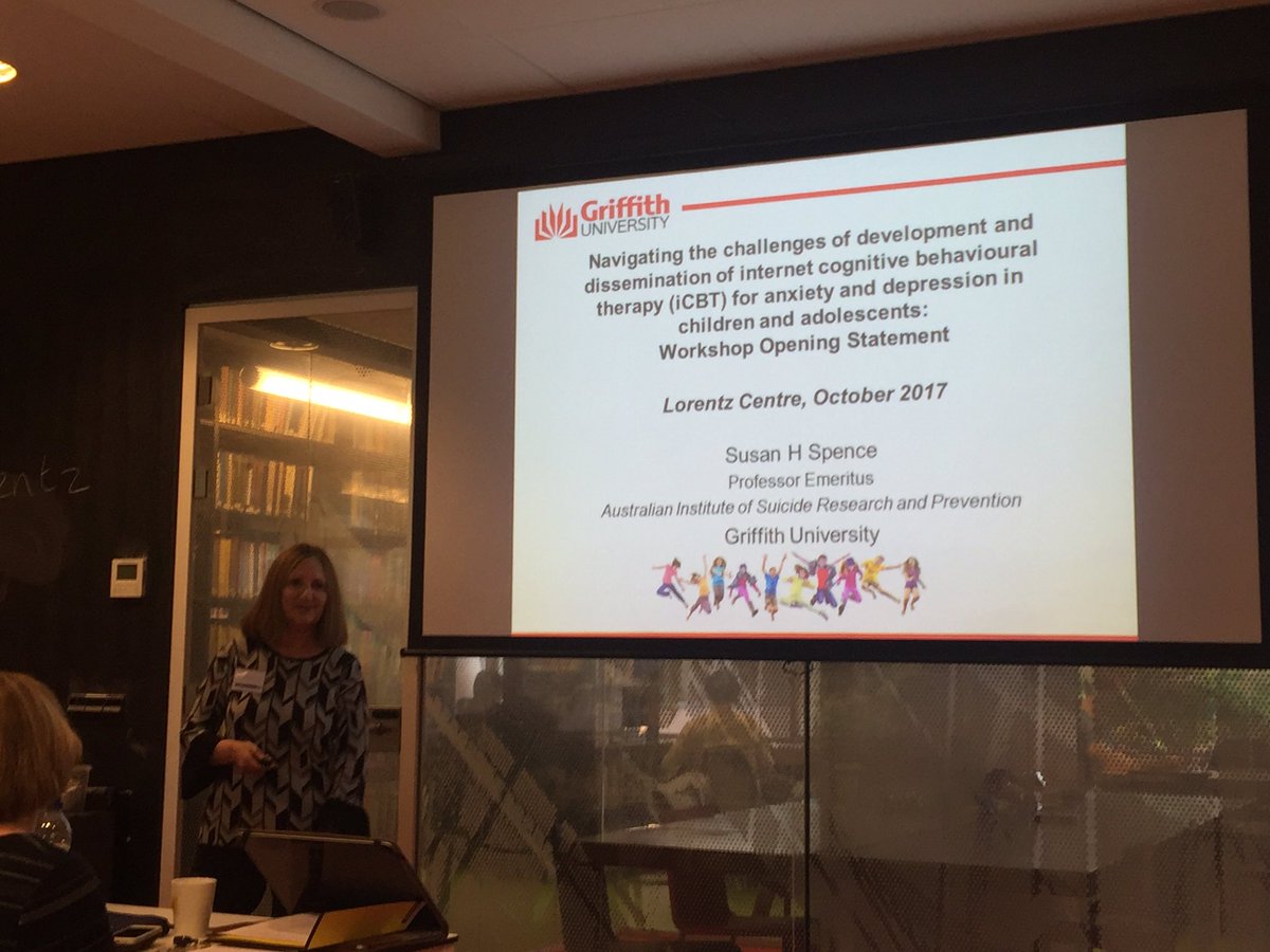 Sue Spence opening #iCBTLorentz - internet therapy for youth is promising but still needs much research.