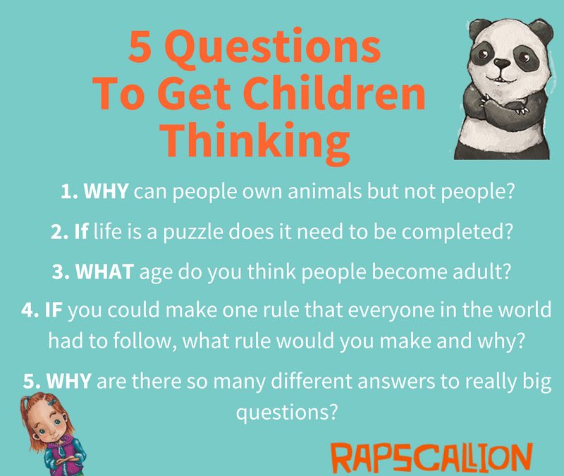 WyvilPrimary's tweet photo. Some great philosophical questions from @rapscallionp to get our children thinking this week! #P4C #philosophyforchildren #education https://t.co/D3oe3rTmj7
