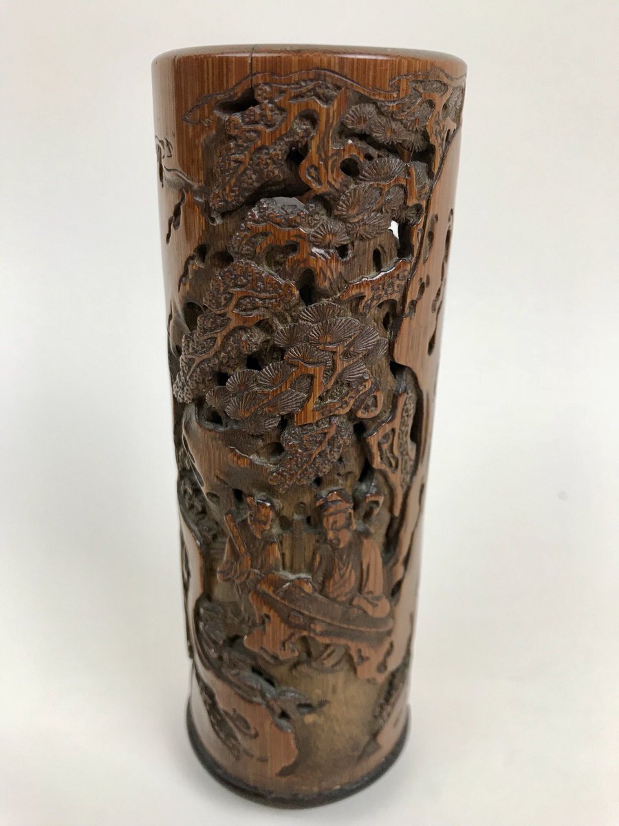 NickHallFineArt's tweet photo. Beautifully carved #chinese #bamboo #vase / #brushpot just arrived for our 4th November sale ~ consigning #Chinese #Japanese #WorksOfArt now https://t.co/Fwc5sT68jM