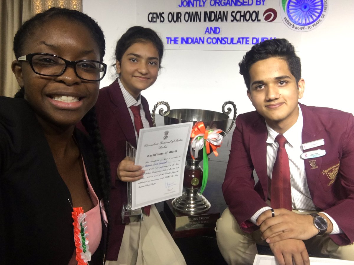 ImeldaOlivia's tweet photo. Congrats to The #MilleniumSchool Dubai for winning the rolling trophies and your two "best speaker" awards both for and against 🏆🏆🏆 https://t.co/ePuxbPeypE