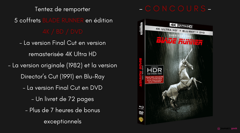 JournalDuGeek's tweet photo. #CONCOURS
Tentez de gagner 5 coffrets #BladeRunner en édition 4K / BD / DVD 💿
RT + Follow @JournalDuGeek pour participer 📽️ https://t.co/HicrRBSRS4