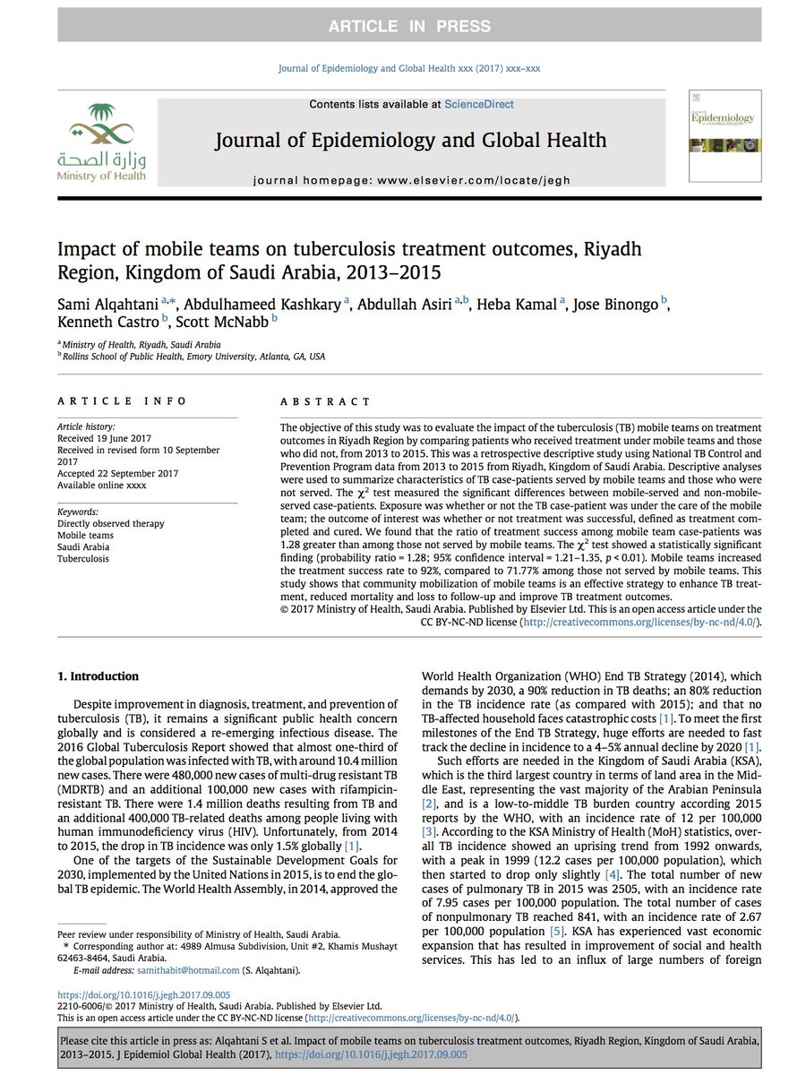 KAFPEMORY's tweet photo. Congratulations to our KAFP Alumni @SamiThabit and @Kashkary for their recent publication in JEGH. @PHPractice @CarlosdelRio7 @EmoryRollins https://t.co/usMNS4IySj