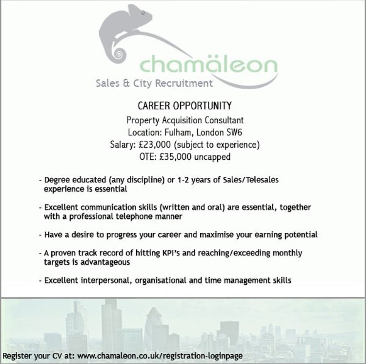Apply online today chamaleon.co.uk/registration-l… #NewJob #JobHunt #JobSeeker #NewStart #JobSearch