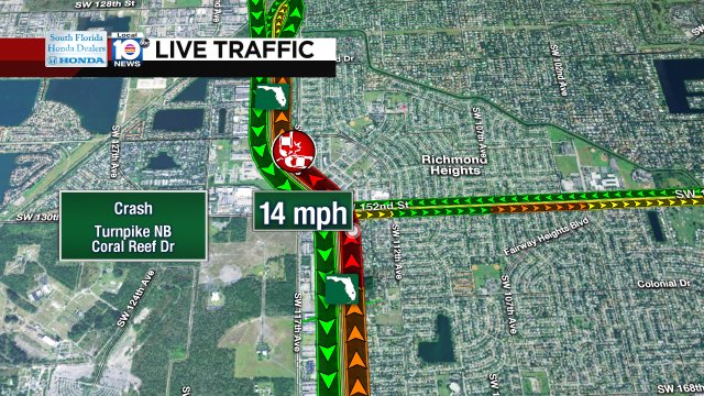 Crash on Turnpike NB at SW 152nd St #traffic #miami https://t.co/3dZZwtfVlD
