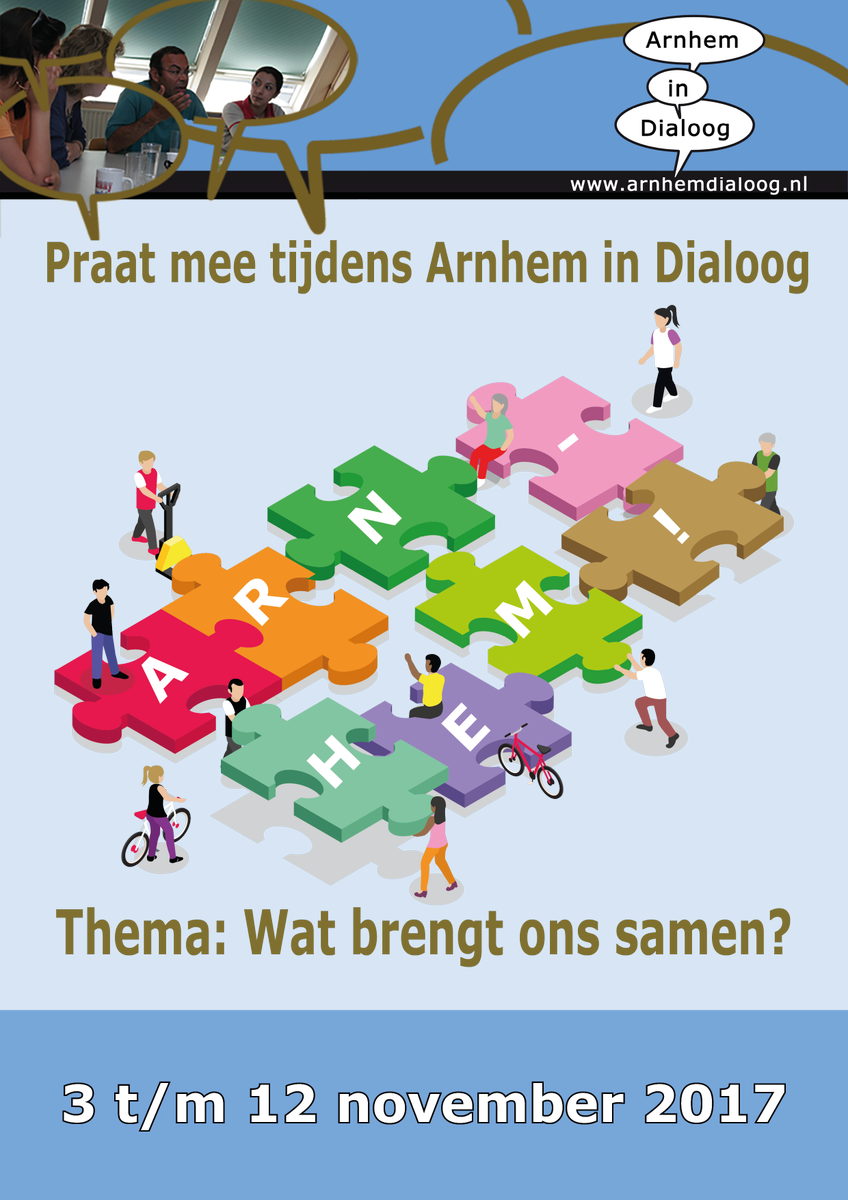 DialoogArnhem's tweet photo. Tijdens Arnhem in Dialoog praten we over het thema 'Wat brengt ons samen?'. 
Doe mee en meld je aan.
Meer info: arnhemdialoog.nl https://t.co/u2KC7Gl4Mi