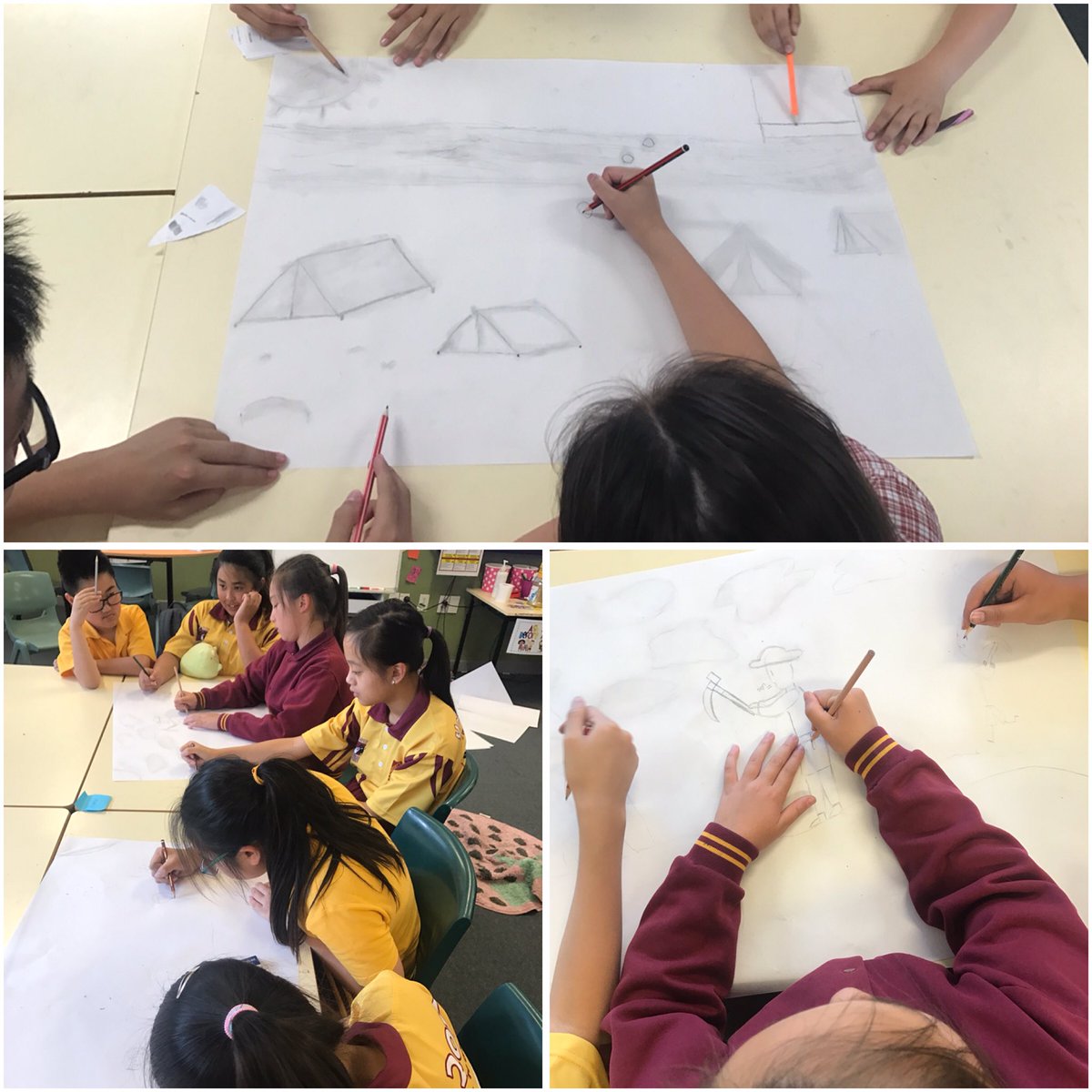 Jointly constructing sketches of life on the goldfields #history #creativity #collaboration <a href="/LansvalePS/">Lansvale PS</a> @MarkDiamondLPS <a href="/smith_kiri/">Kiri Smith</a>