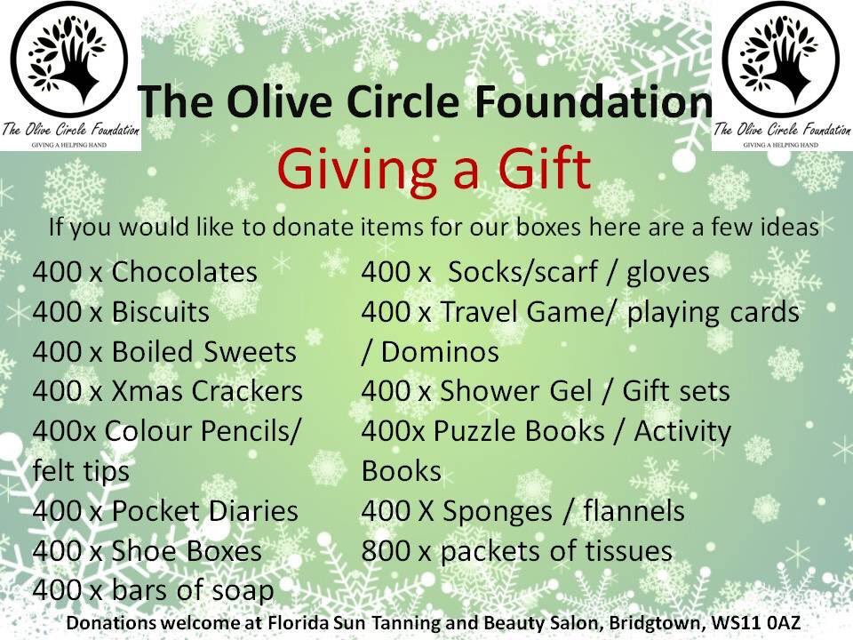 Did you know we are open 7 days a week and we are proud to support <a href="/OliveCircle/">The Olive Circle</a> with there Xmas project - giving gifts to the elderly