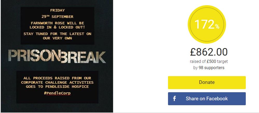 farnworthrose's tweet photo. A HUGE shout out &amp; a BIG THANK YOU to @MonkeyFishLtd for kindly donating £100.00 towards our #PrisonBreak grand total for @PendlesideHosp https://t.co/u8etOqu0KM