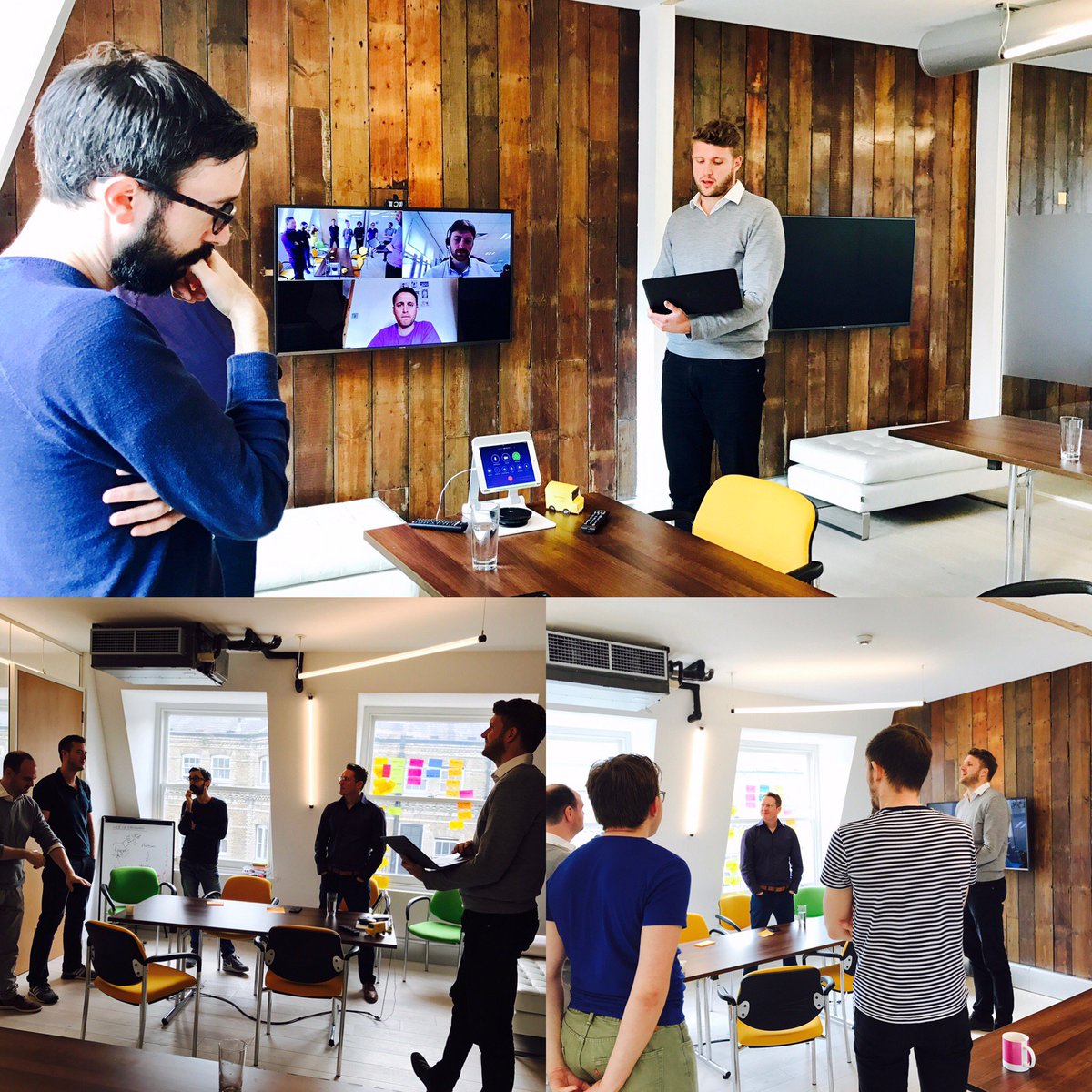 Kicking off the week right with Monday morning stand-ups #companyculture #newoffice