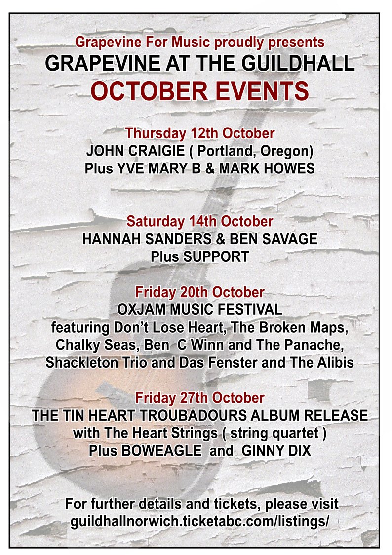 A busy, music-filled month ahead. Hope to see you at some/all of these ! <a href="/CafeBritannia/">Cafe Britannia</a> at The Guildhall, Norwich