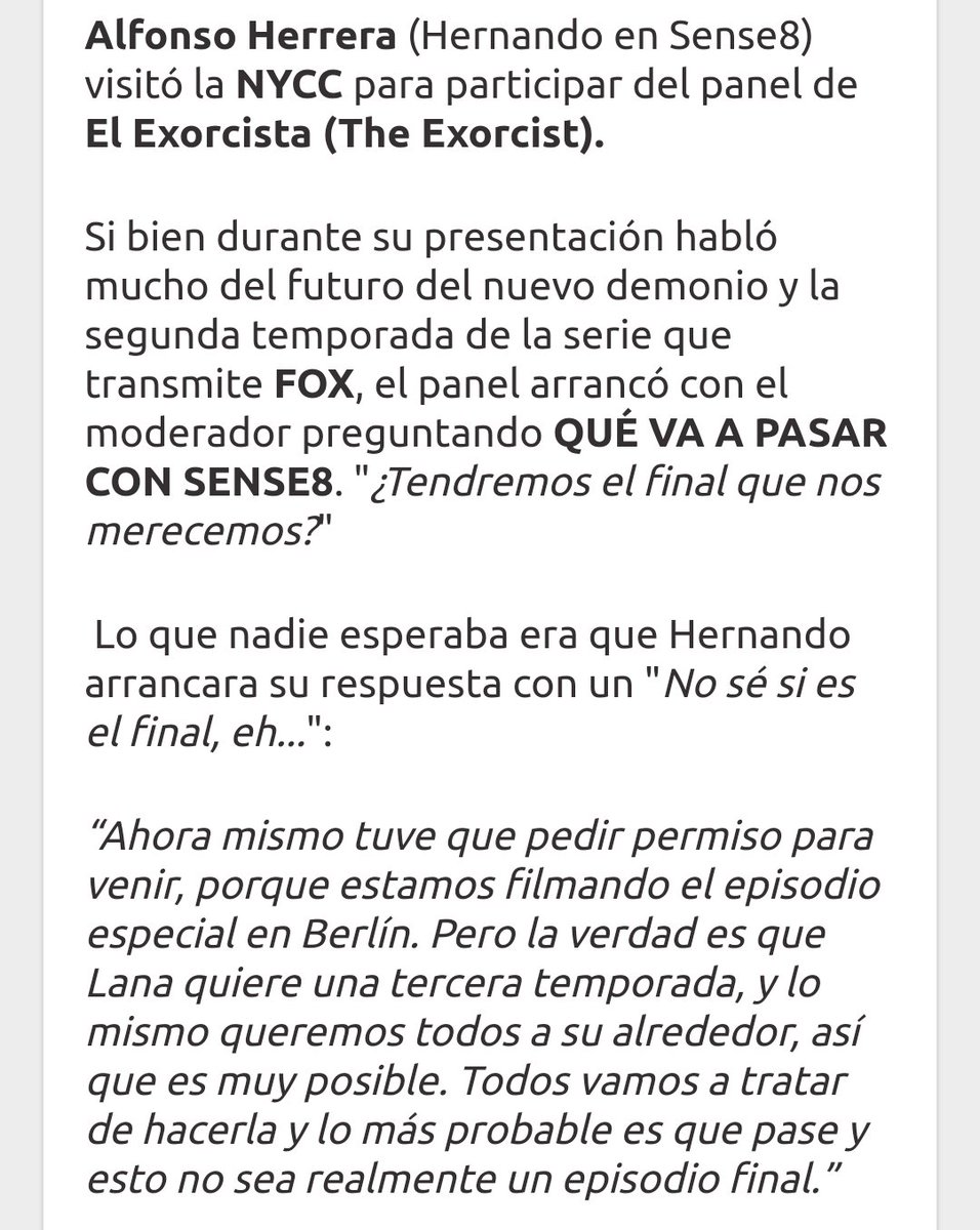 arechenews's tweet photo. This is what @ponchohd said at Comic Con in New York (in english &amp; spanish) https://t.co/Aakwq5fi02