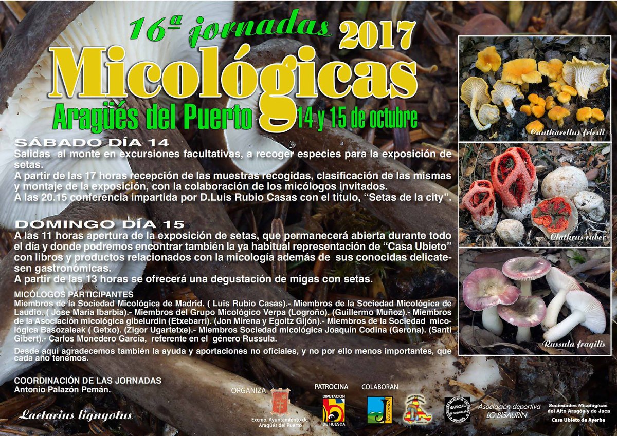Jornadas #micológicas en #Jaca y #AragüésdelPuerto, en el #PuentedelPilar. Os esperamos en la #Comarca #Jacetania! aspejacetania.com
