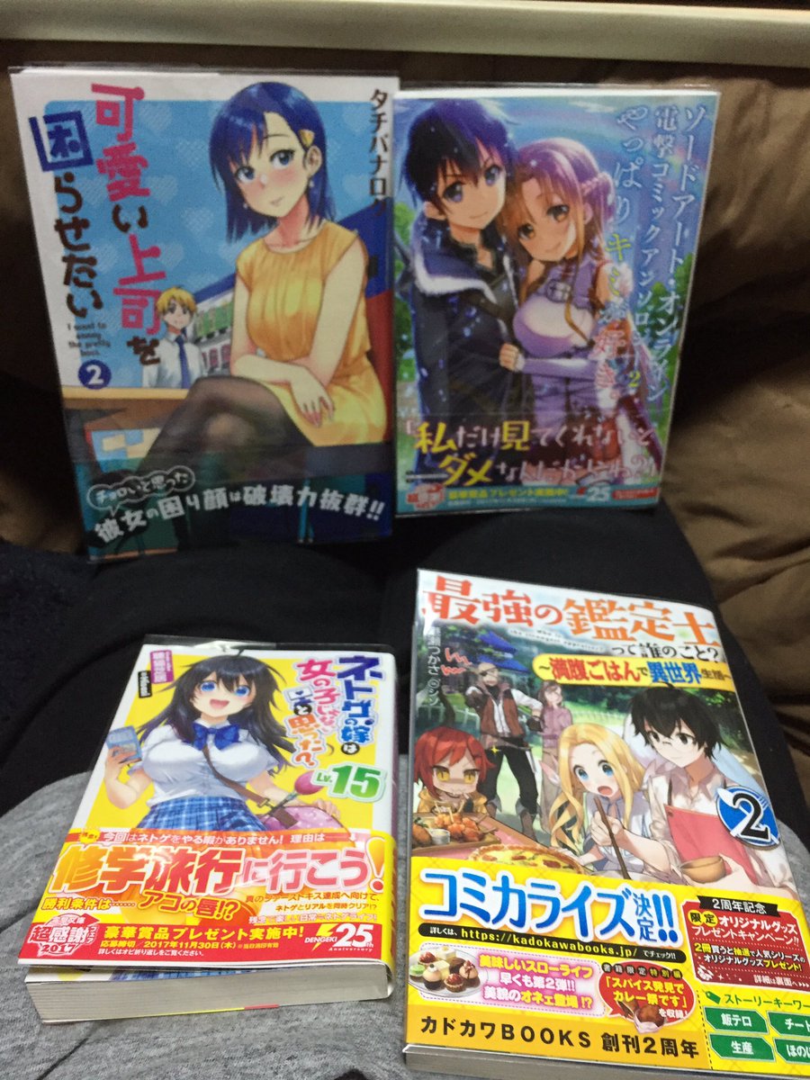 須賀隆太郎 ノクタ新作準備中 ライコウさんはゲットできずとも いつものように池袋メロンで本ゲット 可愛い上司を困らせたい 2 Saoアンソロジー2 やっぱりキミが好き ネトゲの嫁は女の子じゃないと思った 15 最強の鑑定士って誰の