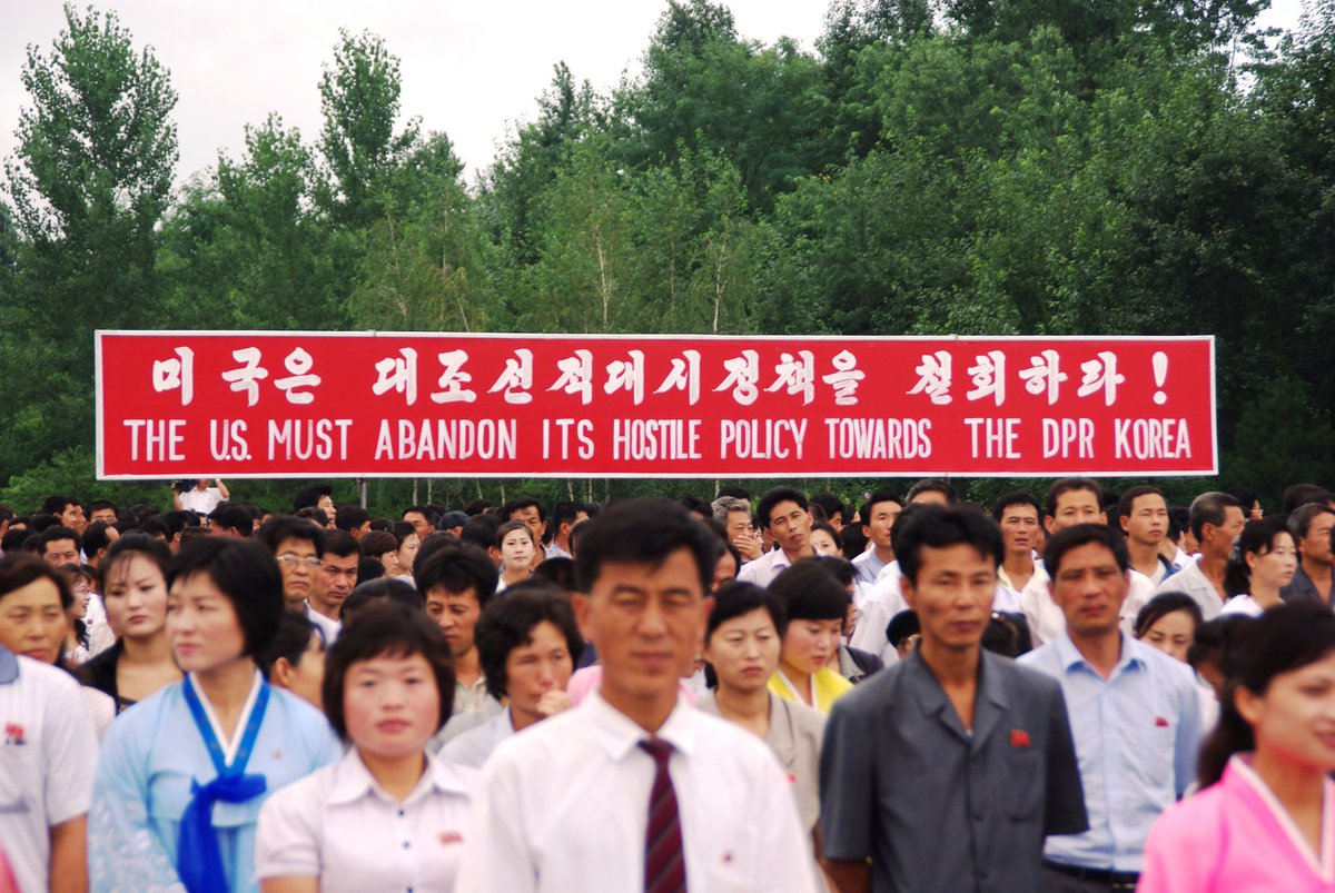 sellmysnaps's tweet photo. #Protesters march in #NorthKorea denouncing #USA aggression towards #KimJongUn 's pariah state. See more on our site https://t.co/ylVIe58RnS https://t.co/6coW9crzFc