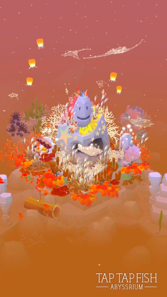 う ろ アビスリウムの秋イベントの隠し魚も全部解禁できた 星マカジキ出す条件クリアするのが大変だった あとはもみじ集めて生成したい 石も魚も 秋仕様かわいすぎる Taptapfish Abyssrium