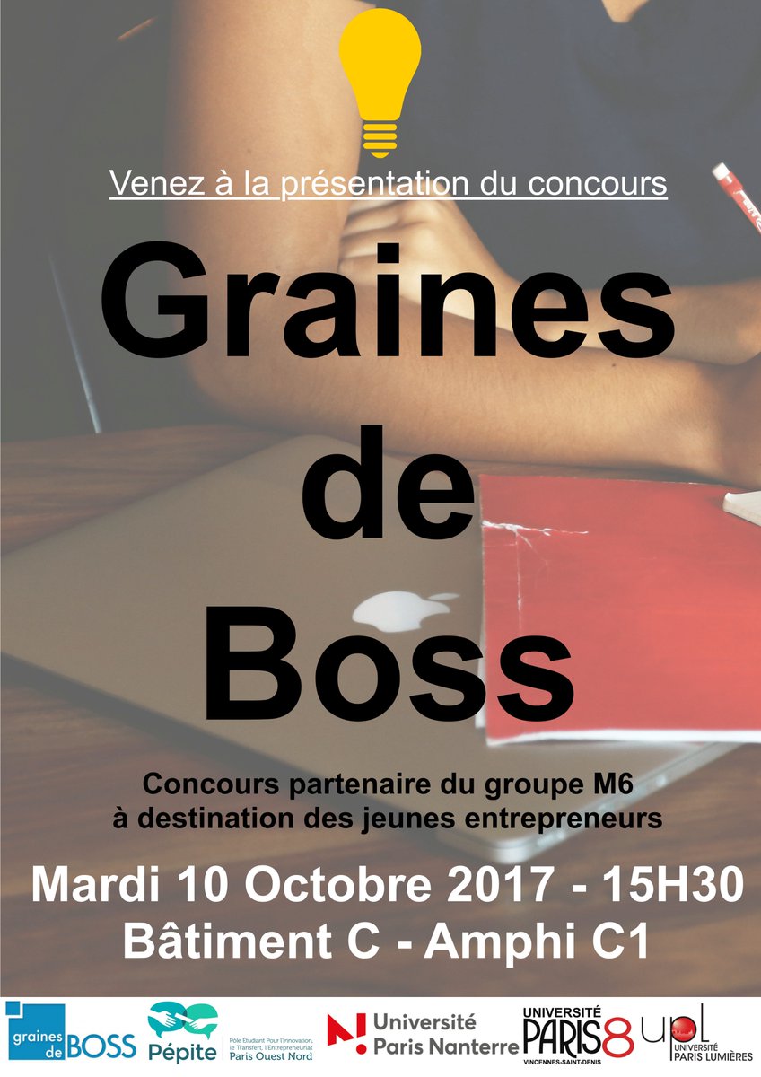 Demain n'oubliez pas de venir pour le 1er Rdv entrepreneurial de l'année ! Ça se passe à <a href="/UParisNanterre/">Université Paris Nanterre</a> à 15h30 (Bâtiment C) <a href="/PepiteFrance/">Pépite France</a>