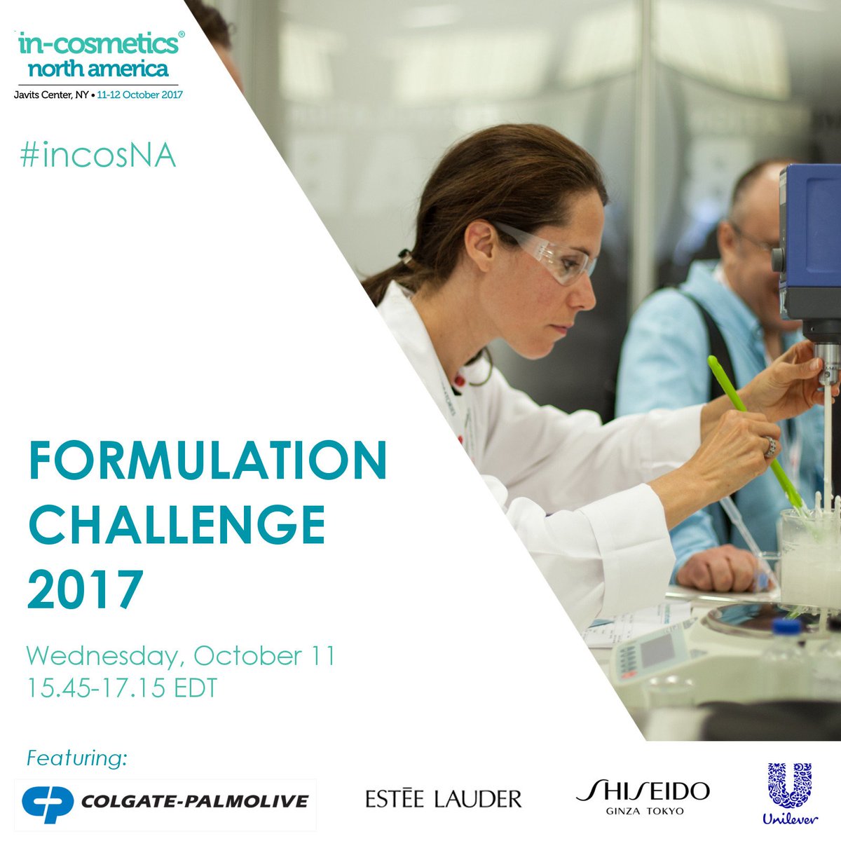 incosNA's tweet photo. Great brands taking part in our #FormulationChallenge this year - @Colgate @EsteeLauder @ShiseidoUSA & @Unilever - https://t.co/mP0XBG8Za9 https://t.co/nexPlzwCX3