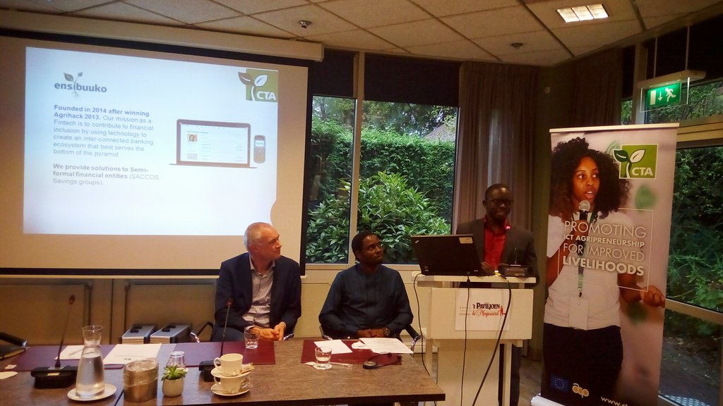 #Now .<a href="/otimgerald/">Otim Gerald</a> , founder of <a href="/ensibuuko/">Ensibuuko</a> presentation on access to #finance for #startup #ICT4AgOutlook #ICT4Ag