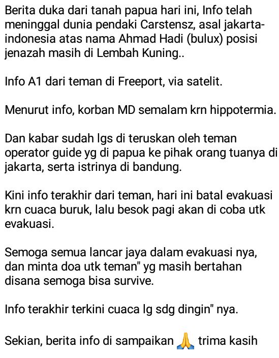 PendakiJakarta's tweet photo. #InfoDukaPendaki #Cartenz
Selamat jalan kawan Ahmad Hadi (Bulux Van Dekil) https://t.co/VBDed1ubwo