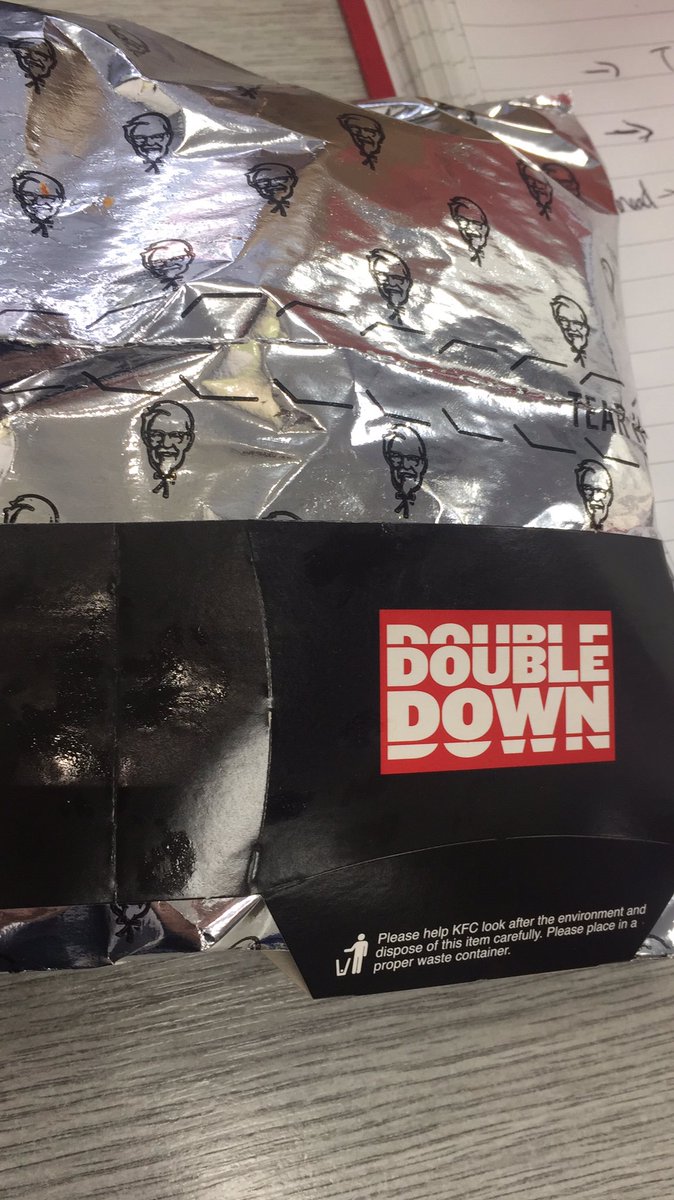 Went IN on the Double Down. Was expecting my mind to be blown but it's just two bits of chicken innit. 🤷🏻‍♂️ #kfc #doubledown