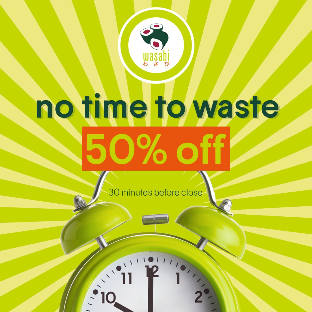 Wasabi on Twitter ""No time to waste!" We are now offering our