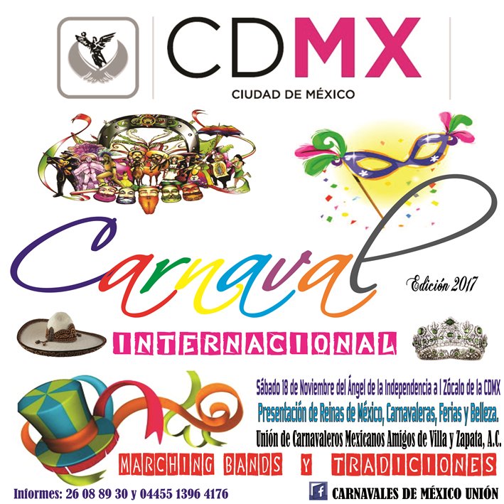 CarnavalCDMX's tweet photo. Los esperamos este 18 de noviembre en una FIESTA DEL PUEBLO, Cultura y Tradiciones UNIDAS. https://t.co/5wKyrhMKfm