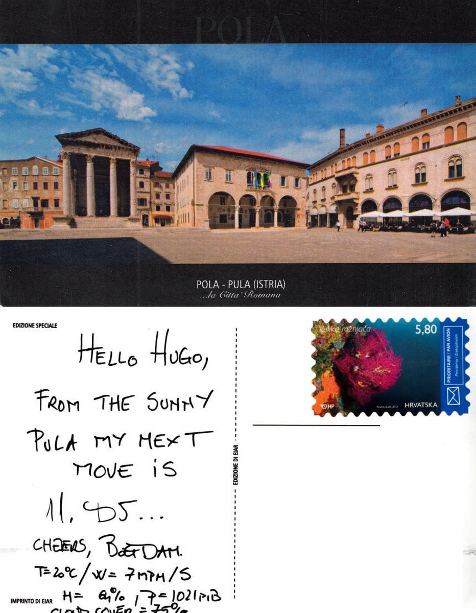 postcardchess's tweet photo. 11. exd5 (Pula, #Croatia)... https://t.co/wYQEh41SAx