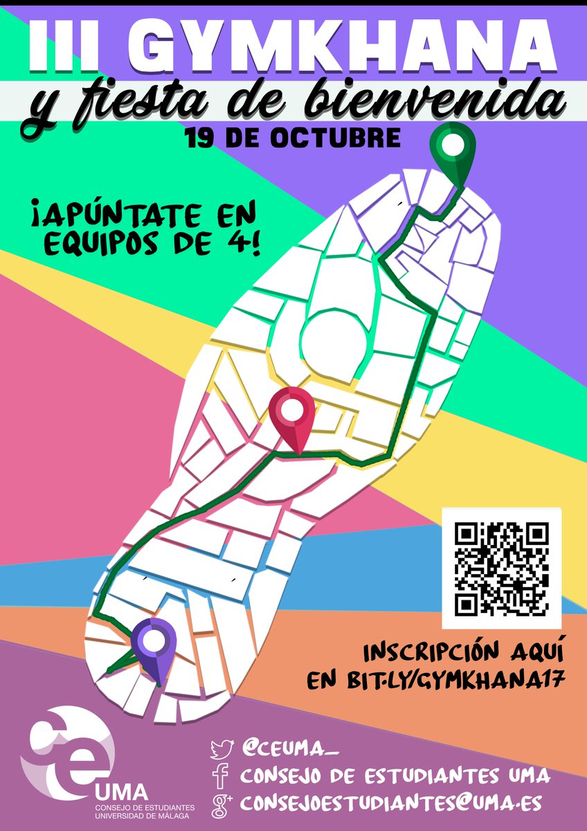 No os perdáis y venid a disfrutar del principio de curso con la Gymkhana.
🏃💃🏃‍♀️🚶🕺
<a href="/ceuma_/">Consejo Estudiantes UMA</a>