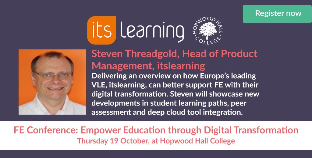 itslearningUK's tweet photo. Meet the speakers: Steven Threadgold on Thursday 19 October #EmpowerEdu17 #productspecialist #FE https://t.co/QoV0QPUEuU @hopwoodhall https://t.co/EuQQPW8c1h