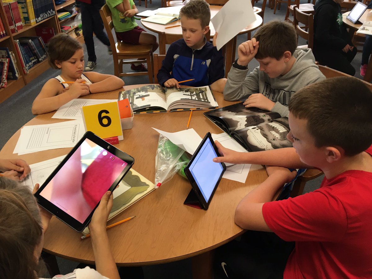esauder28's tweet photo. 5th graders making Peter Brown book trailers for the littles! @JCMESJakes @rockingedutech @itspeterbrown #creepycarrots https://t.co/VpPrIFlmSN
