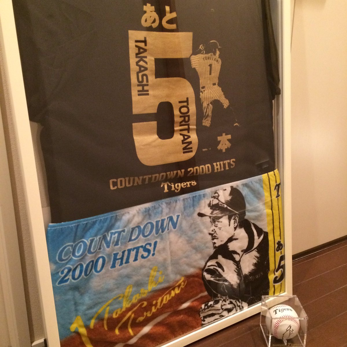 来生 泪 野球ない日は暇過ぎてdiy 家宝を家宝らしく丁重に収納 サインボールはケースに納めてｔシャツは額装 ニトリ のb1サイズのポスターフレームを蝶番で繋げて表も背中側も見えるようにしました 阪神タイガース Hanshin Tigers 挑む 鳥谷敬 00