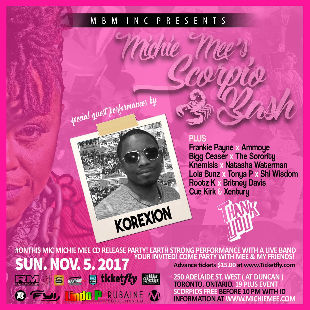 MichieBadgalMee's tweet photo. #OnThisMic #ScorpioBash @adelaidehallTO Nov5.17 @Tonyapmusic @korexion @PoetCue @theknemesis   Host @GabbyRubaine Special guest Monie Love + https://t.co/H78MlbobpD