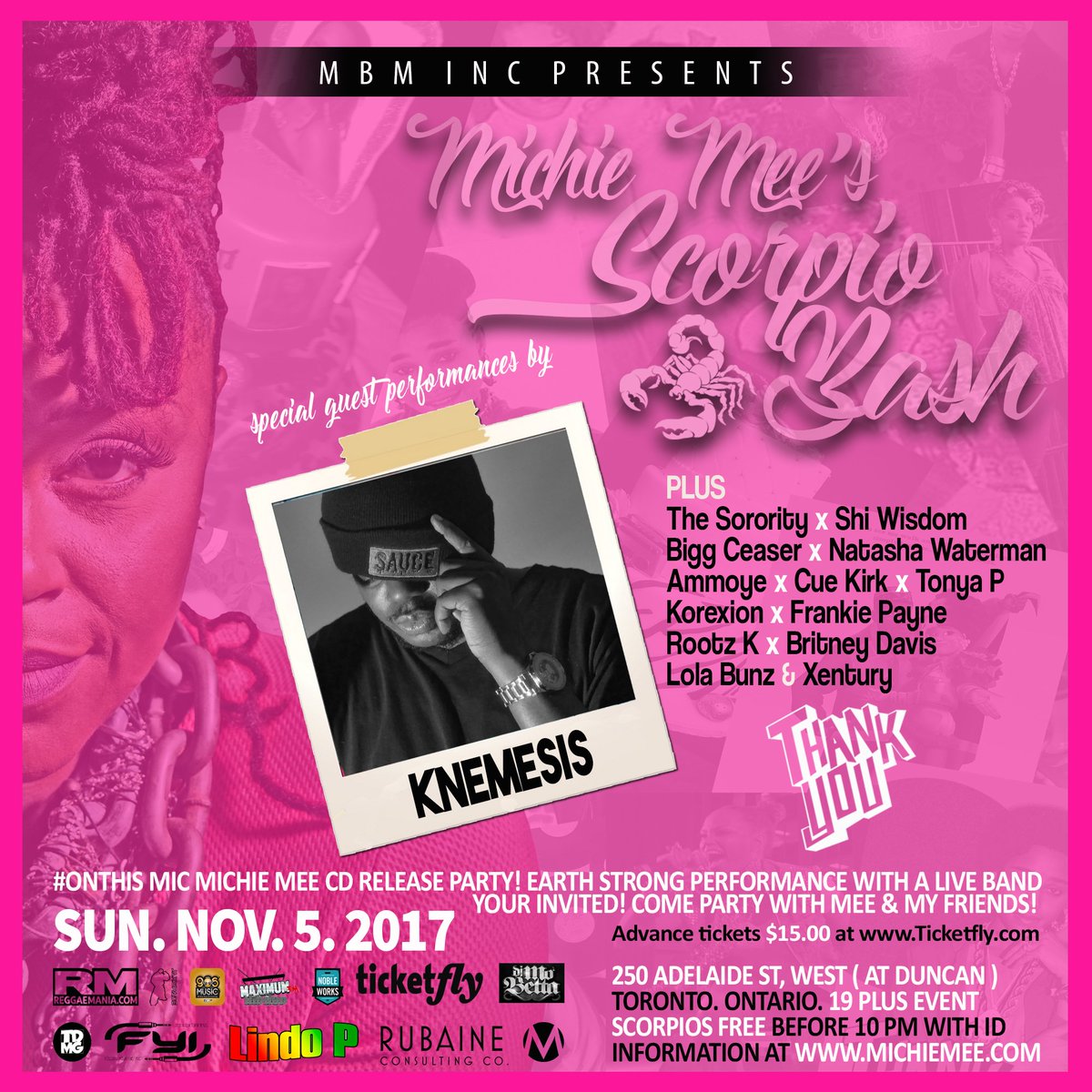 #OnThisMic #ScorpioBash <a href="/adelaidehallTO/">Adelaide Hall</a> Nov5.17 <a href="/Tonyapmusic/">Tonya P</a> <a href="/korexion/">Korexion</a> <a href="/PoetCue/">Cue Kirk</a> <a href="/theknemesis/">THE KNEMESIS</a>   Host @GabbyRubaine Special guest Monie Love +