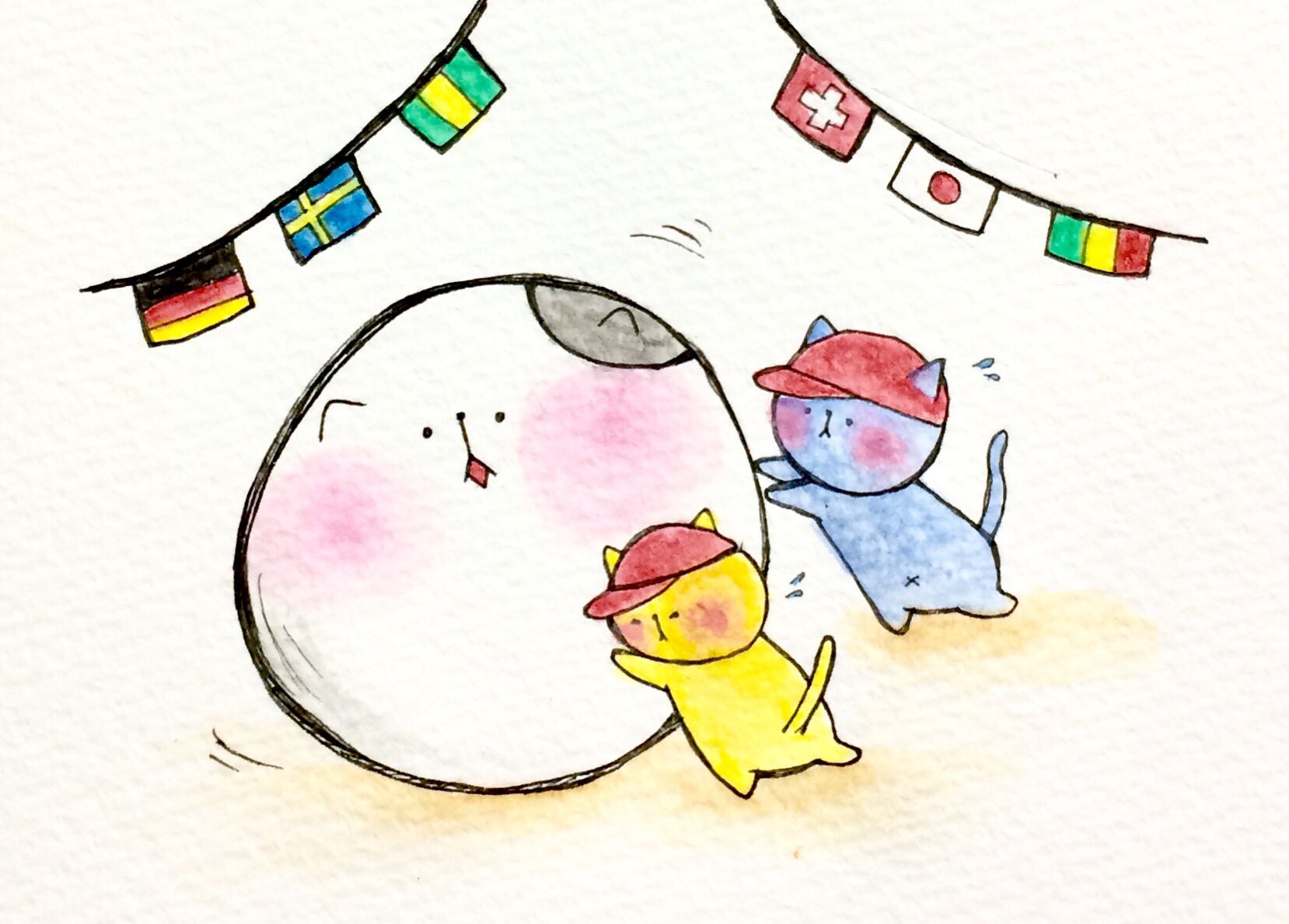 おこにゃん 体育の日 おこ玉ころがし 体育の日 大玉ころがし 運動会 祝日 猫 ネコ ねこ イラスト 可愛い 1日1絵 癒し 手描き 絵描きさんと繋がりたい イラスト好きな人と繋がりたい お絵かき部 Cats T Co Oa00rh9pqv Twitter