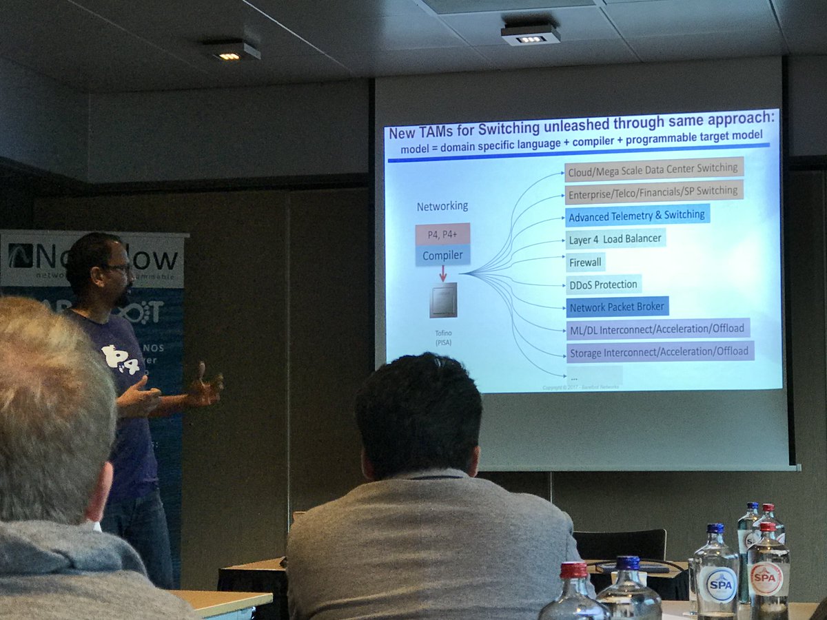 ezobn's tweet photo. @barefootnetwork present the P4 concept for programable switch diring the @NoviFlowInc User Group event! Very interesting what possible … ! https://t.co/TQPylCYyY1