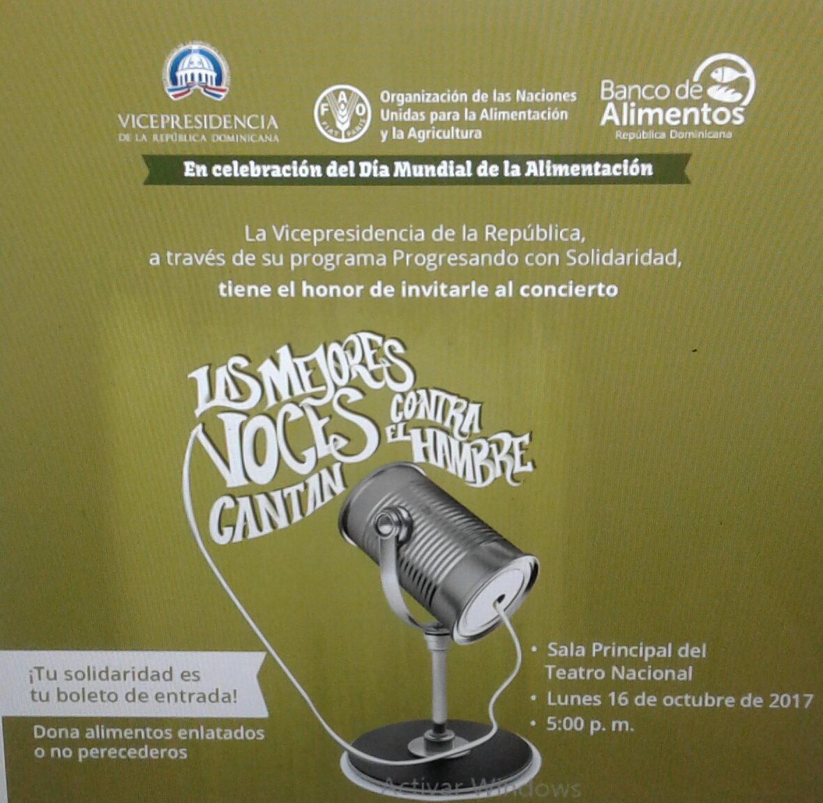 RadioCTC_RD's tweet photo. Buenos días. 
Te invitamos a disfrutar junto a nosotros del concierto " Las mejones Voces Cantan Contra el Hambre". https://t.co/kRnnsnc3rt
