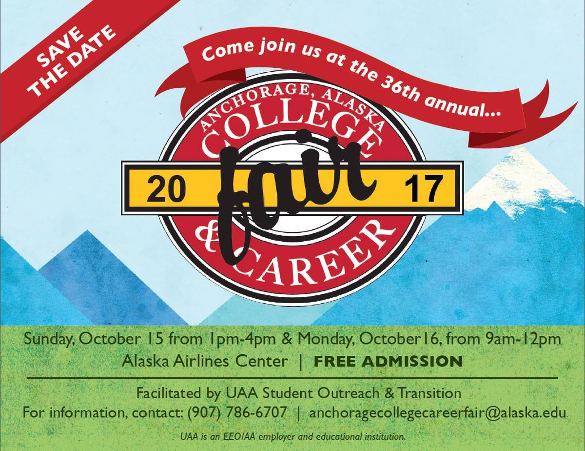 ASDschools's tweet photo. College &amp; career fair Oct. 15-16 at the @AKAirCenter! Meet with representatives from colleges, universities, &amp; vocational schools. https://t.co/gpR2ebKbnQ